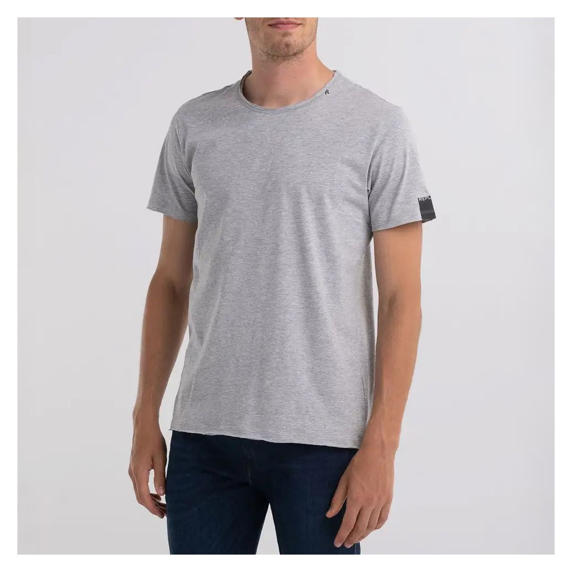 Grey Raw Cut Cotton T-Shirt main product photo