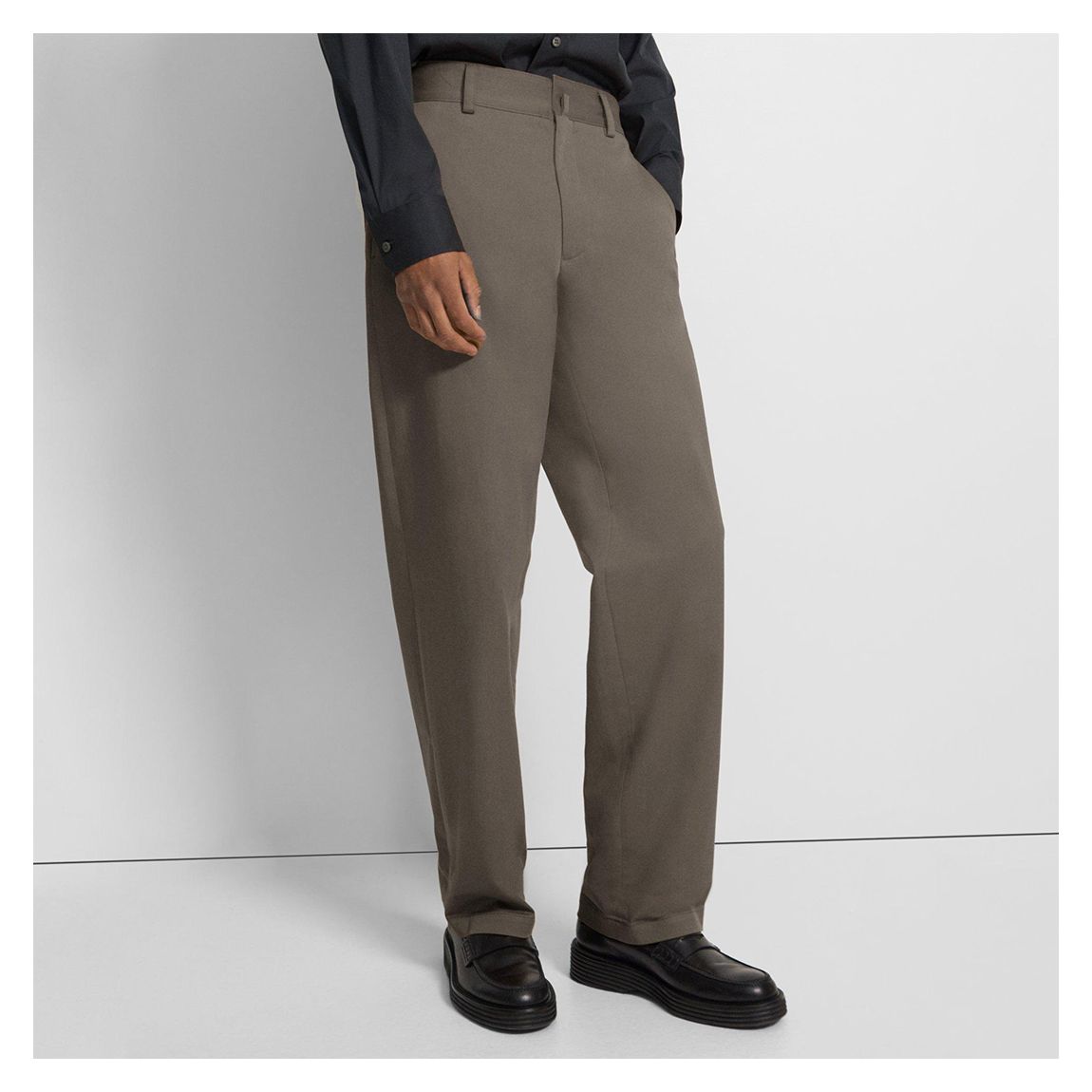 Grey Straight Cotton Blend Trousers main product photo