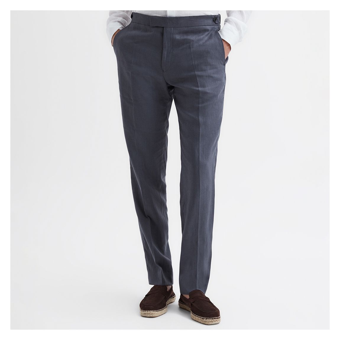 Blue Kin Straight Linen Trousers main product photo