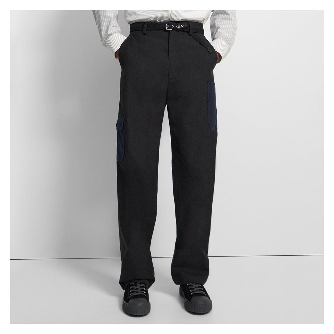 Black Wide Leg Wool Blend Trousers main product photo
