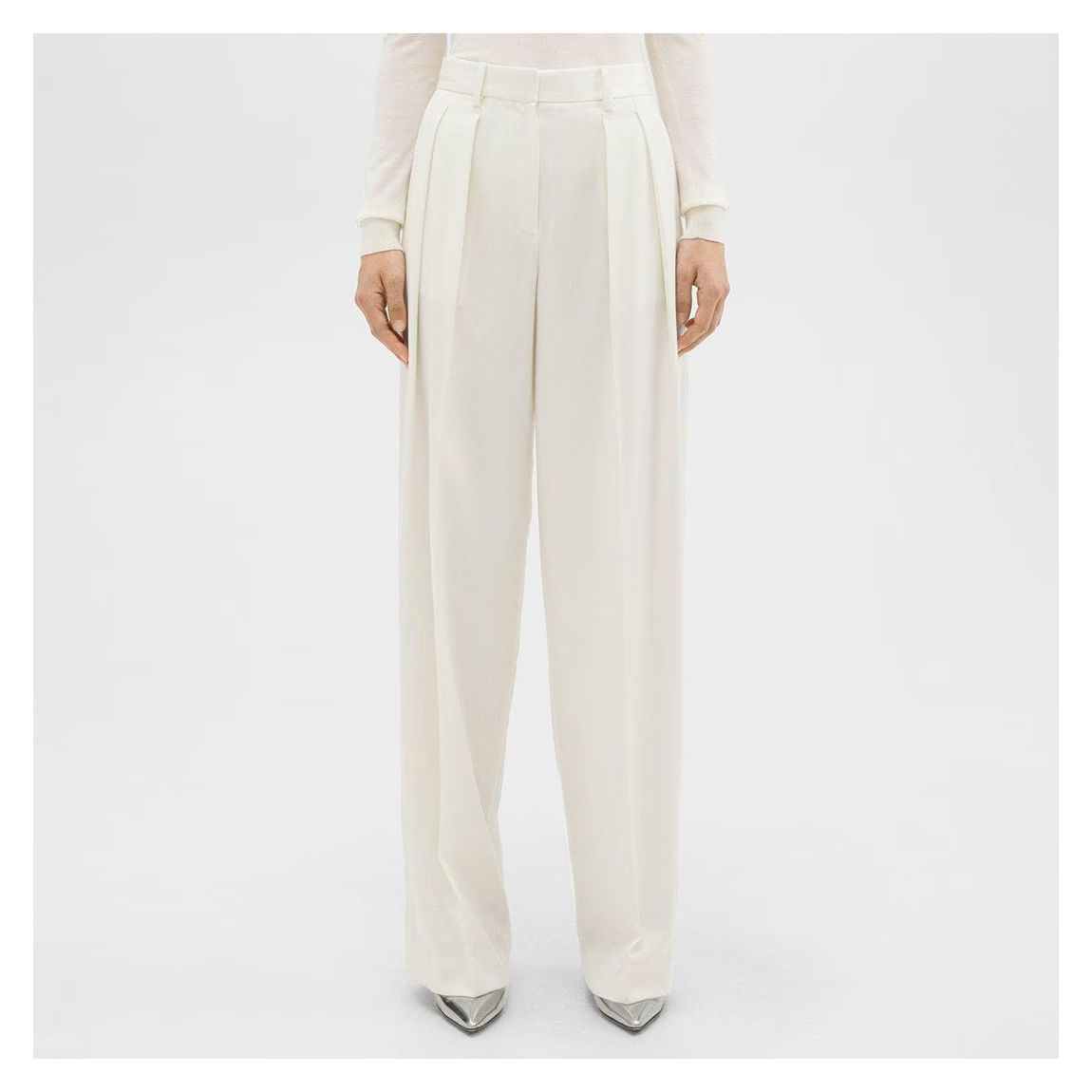 Ecru Pleated Wool Trousers main product photo