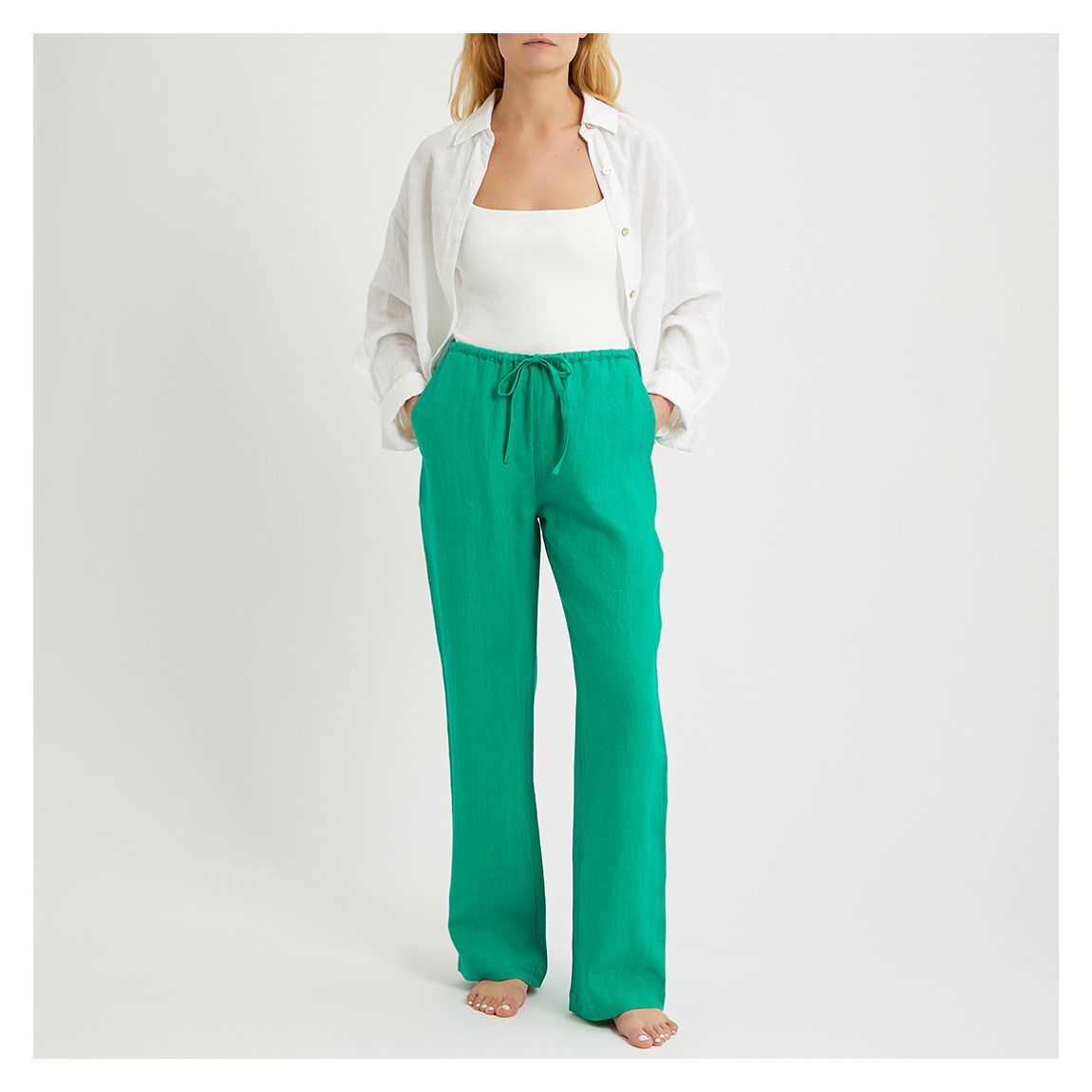Emerald Linen Pull On Trouser main product photo