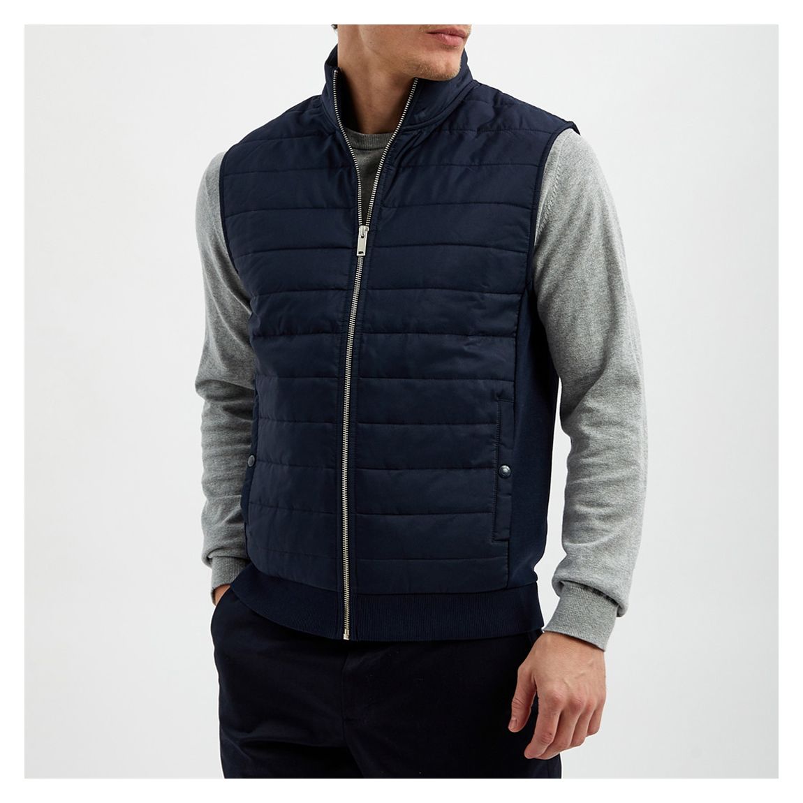 Navy Quinn Quilted Zipped Gilet main product photo