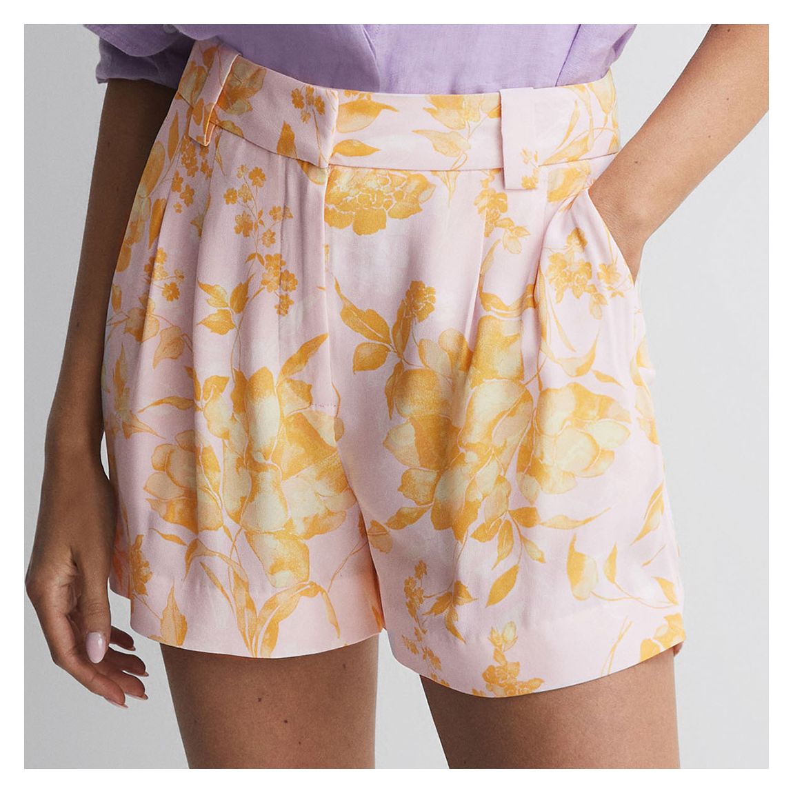 Pink Bonnie Printed Tailored Shorts main product photo