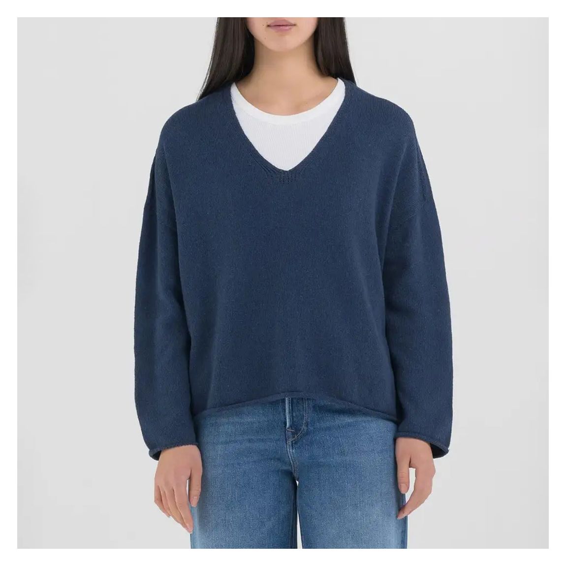 Navy V-Neck Cropped Jumper main product photo