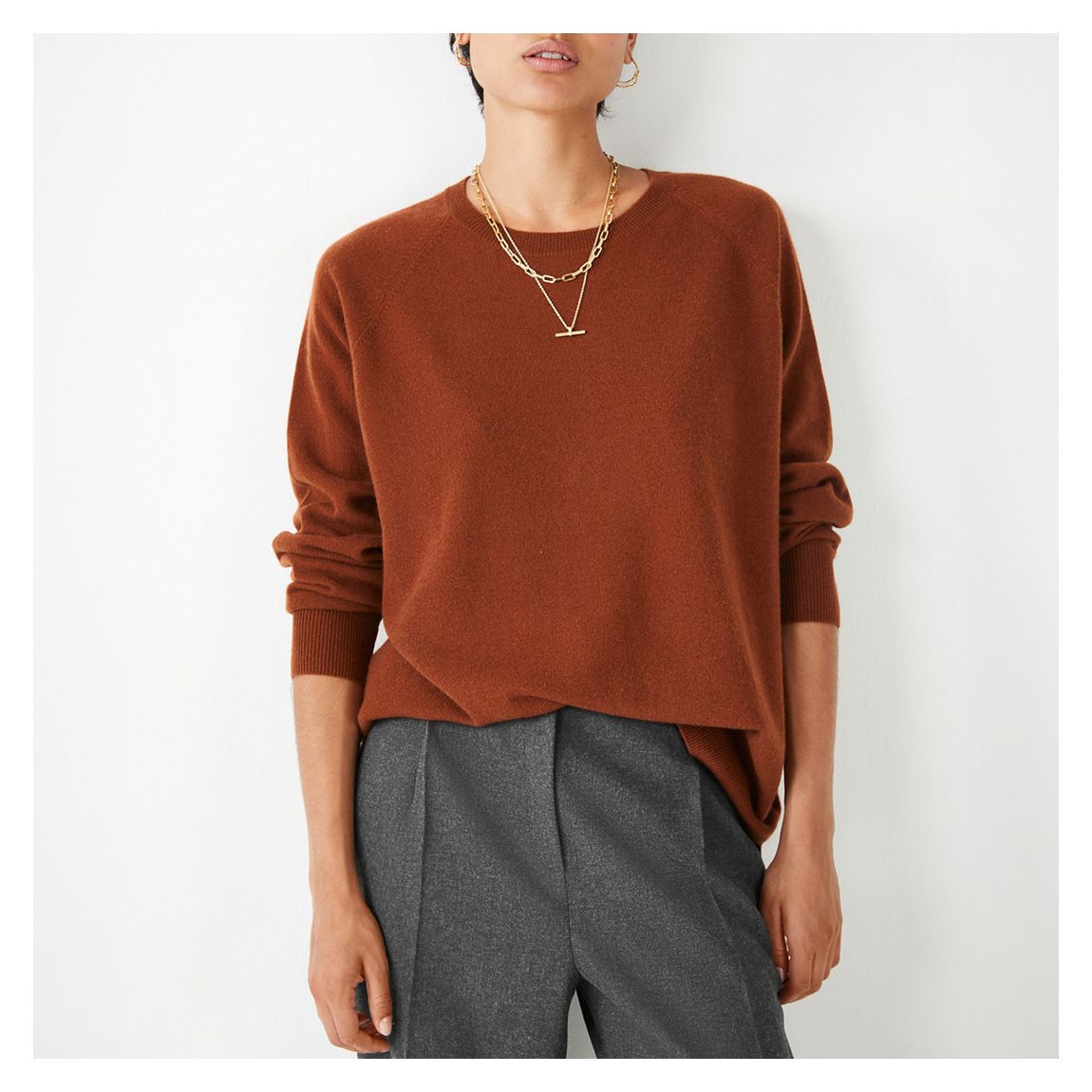 Brown Cashmere Boyfriend Jumper main product photo
