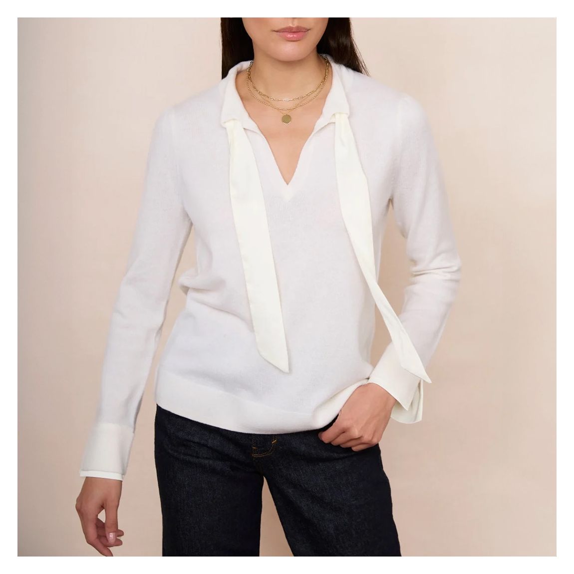 Ecru Alora Tie Detail Jumper main product photo