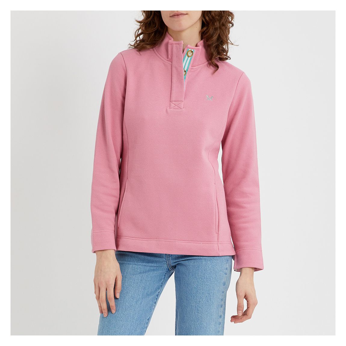 Dusty Rose Pique Button Neck Jumper main product photo