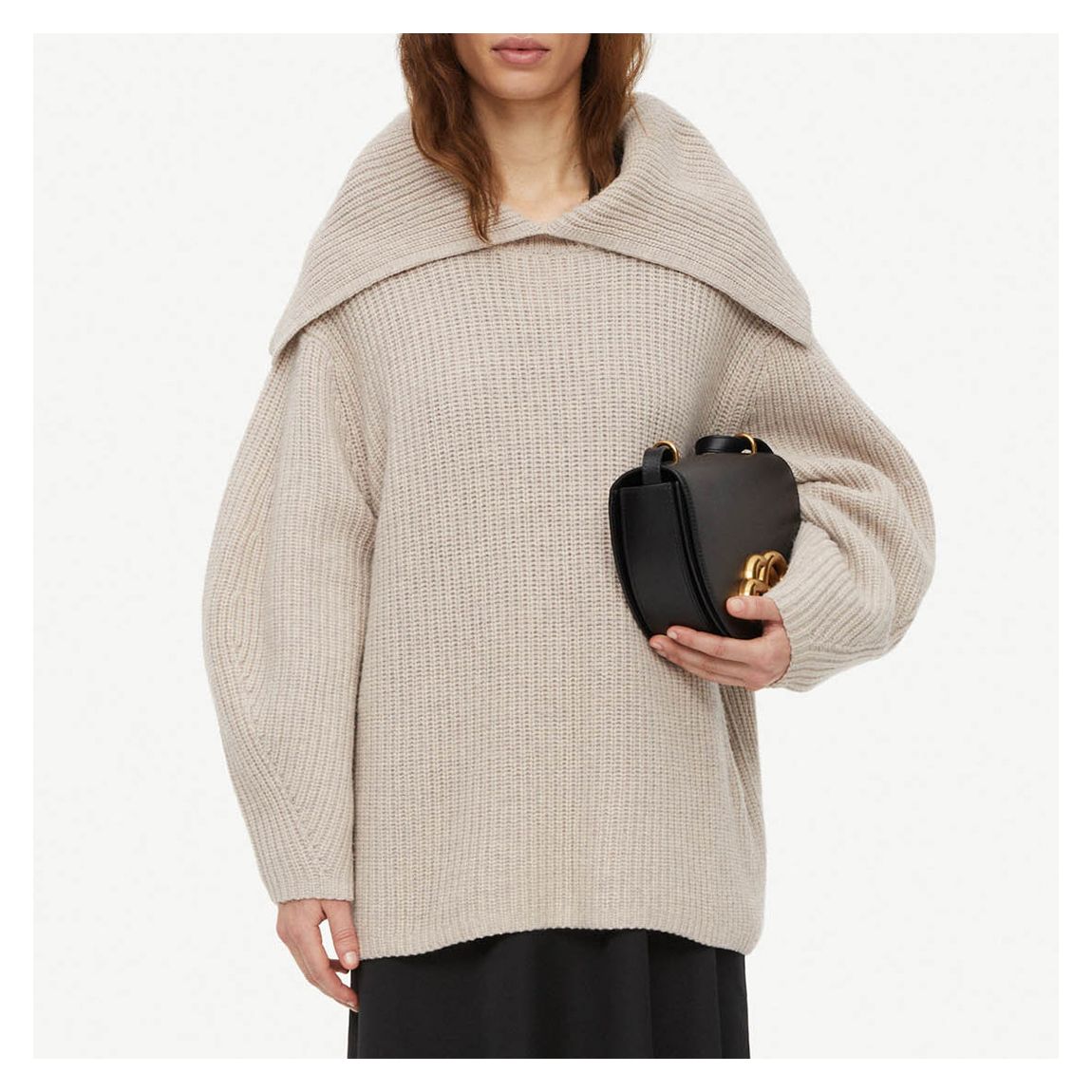Grey Fevila Oversized Collar Wool Jumper main product photo
