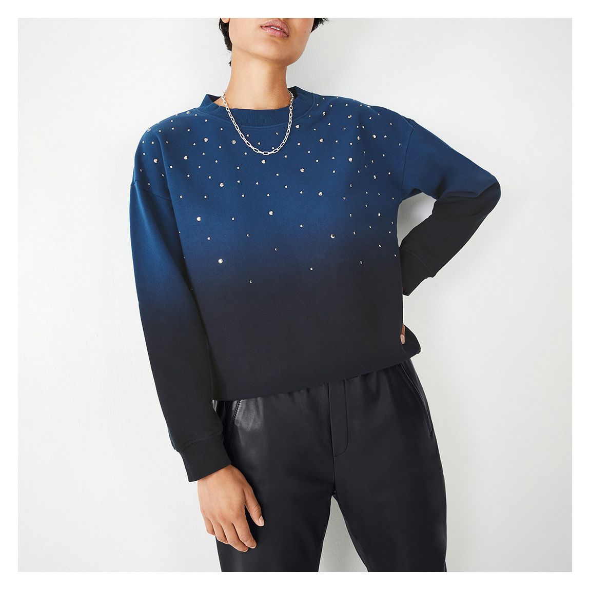 Blue/Navy Rana Cotton Stud Jumper main product photo