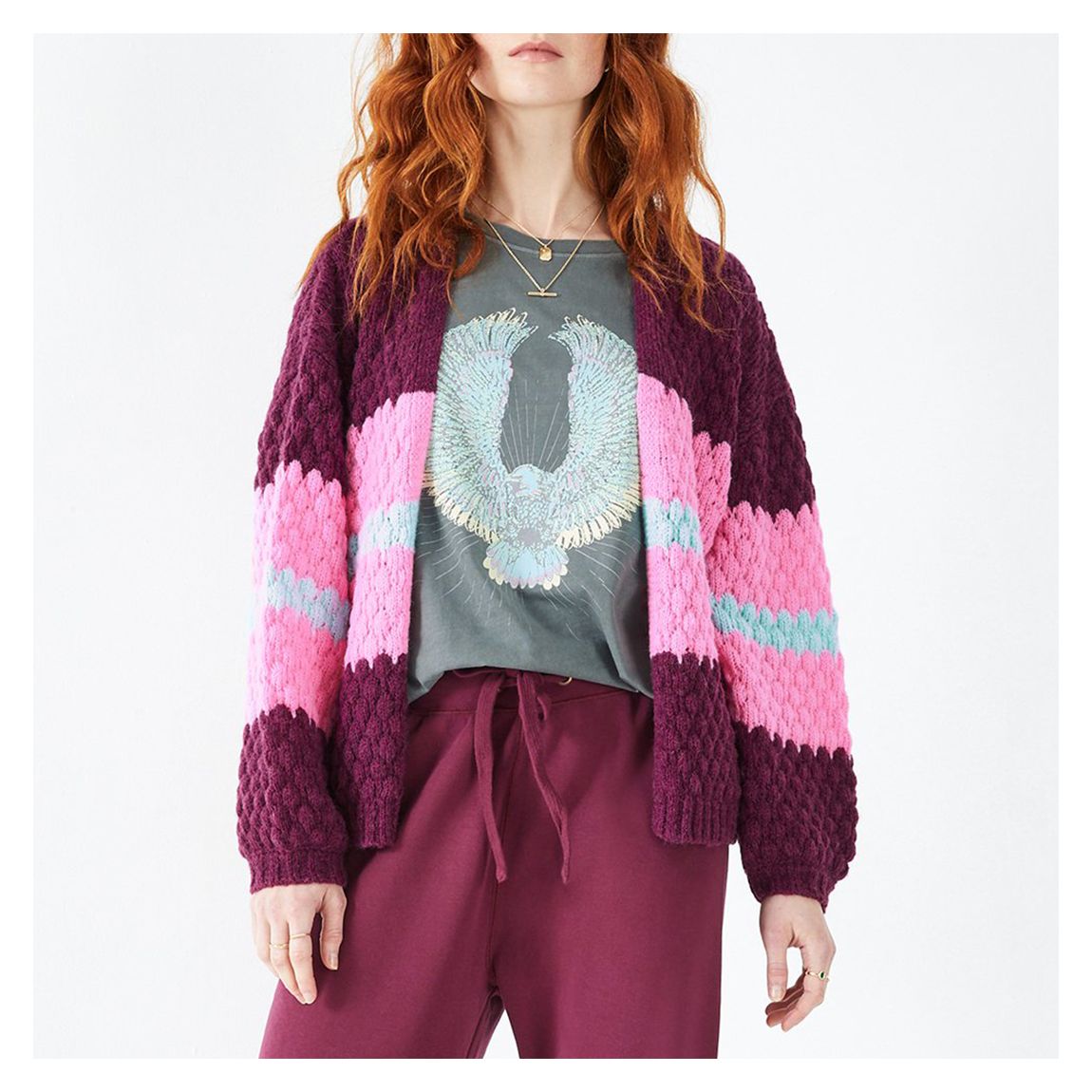 Purple/Pink Mischa Wool Blend Cardigan main product photo