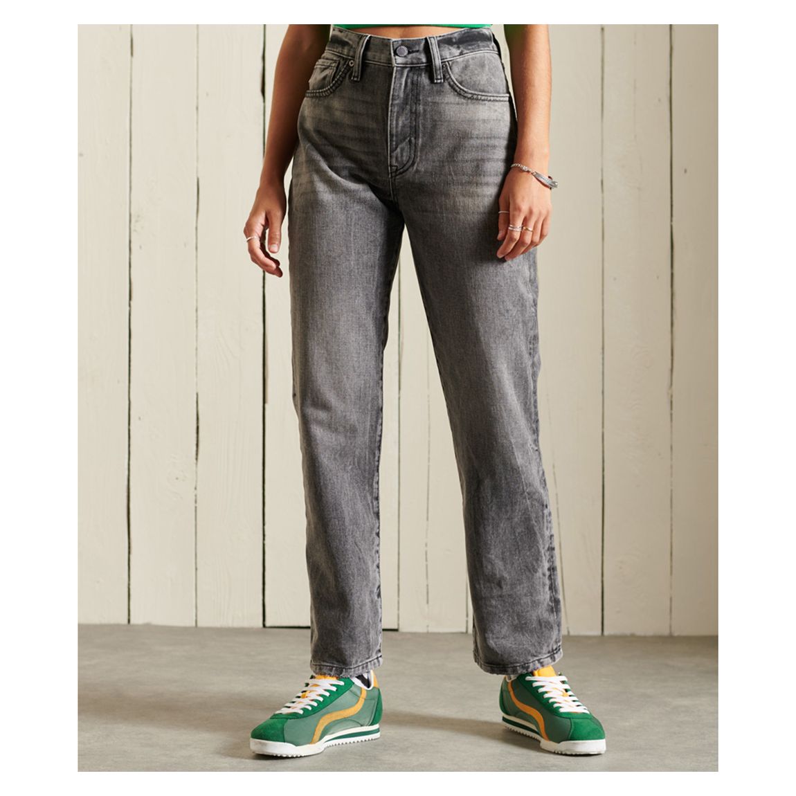 Grey High Rise Straight Cotton Jeans main product photo