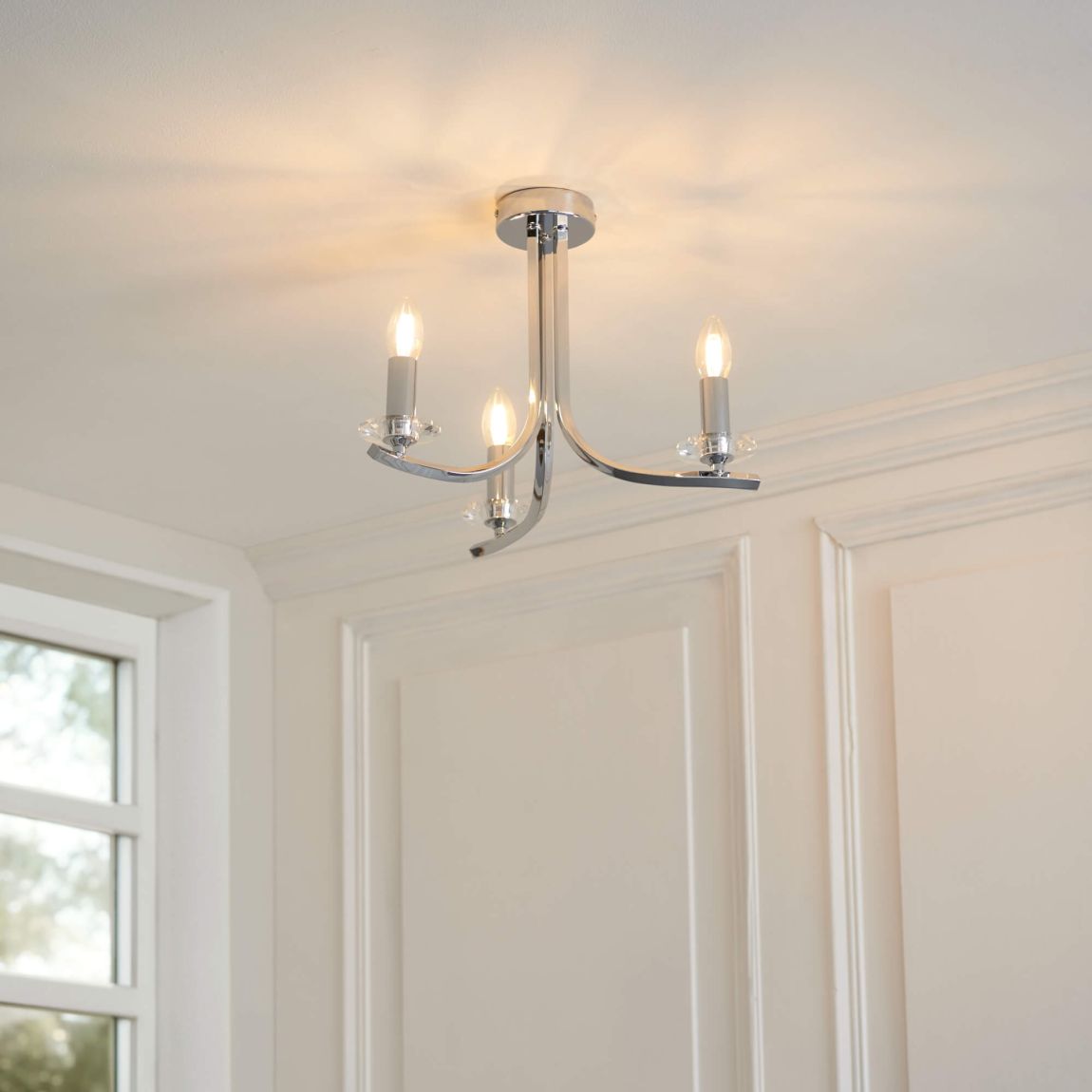 Morden 3 Light Polished Chrome Semi Flush Ceiling Light main product photo