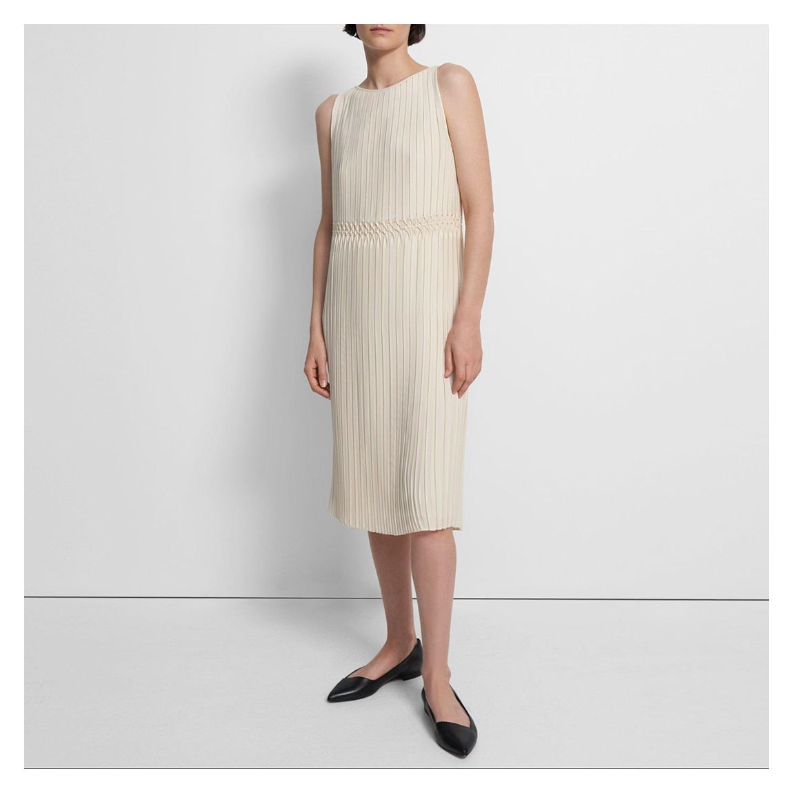 Vanilla Plisse Smock Midi Dress main product photo