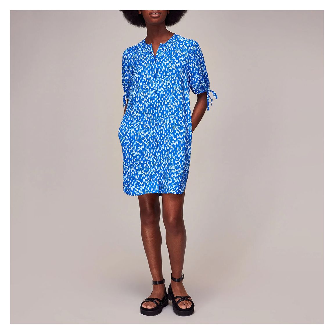 Blue Speeding Squares Frankie Dress main product photo