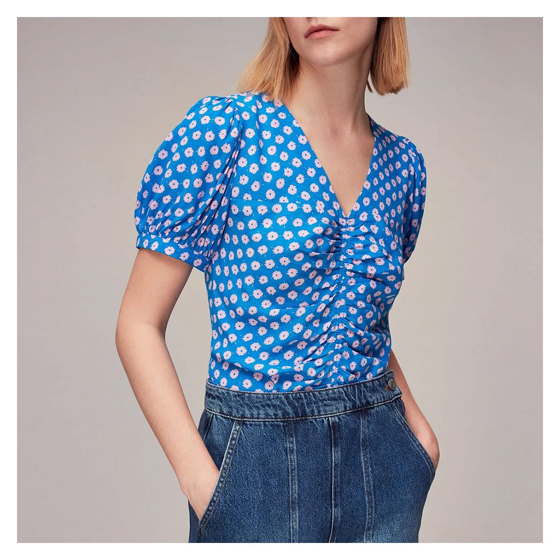 Blue Floral Sunburst Blouse main product photo