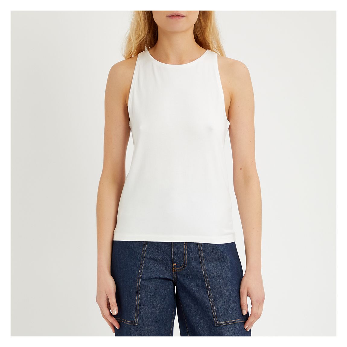 White Viscose Jersey Vest main product photo