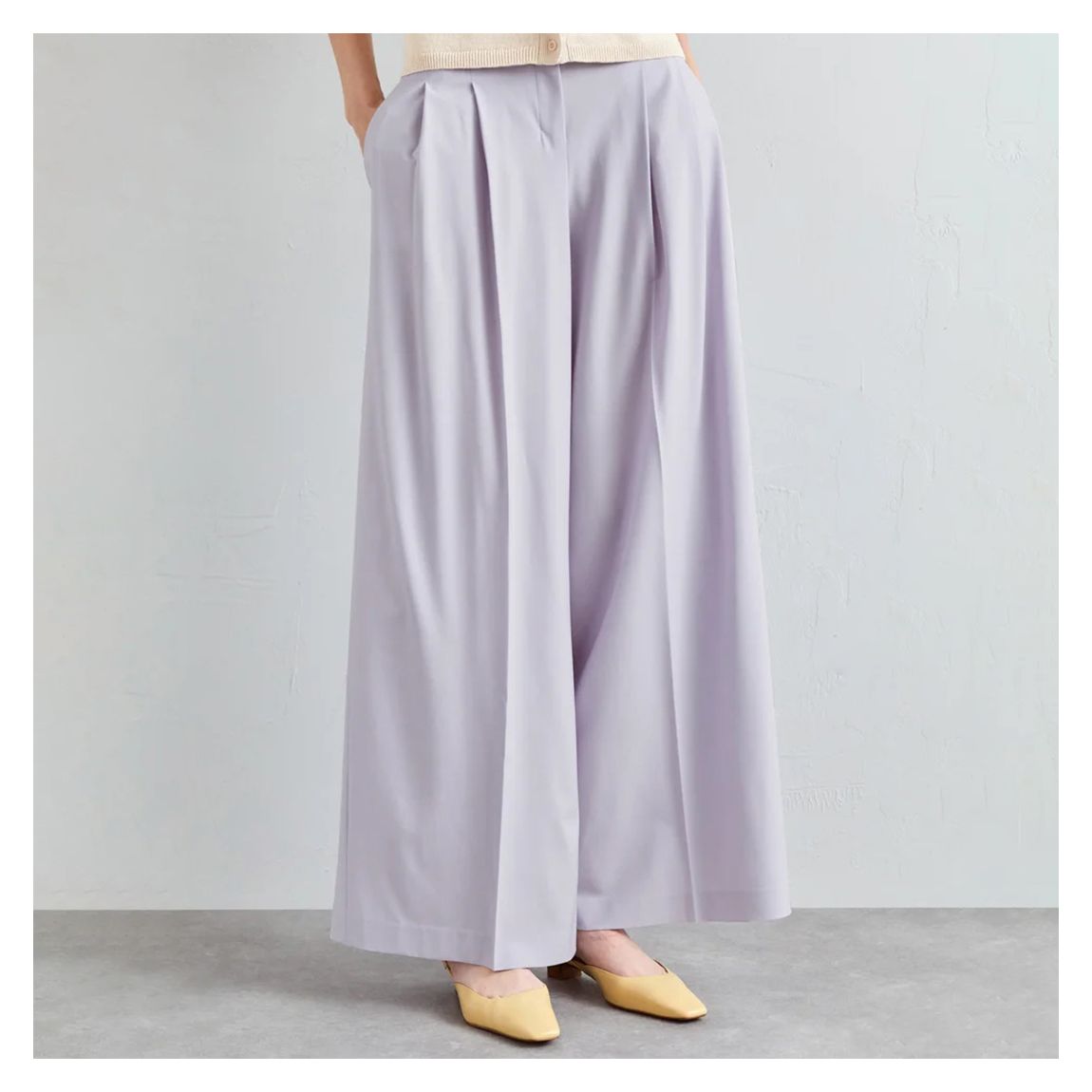 Lilac Low Rise Pleated Wool Blend Trousers main product photo