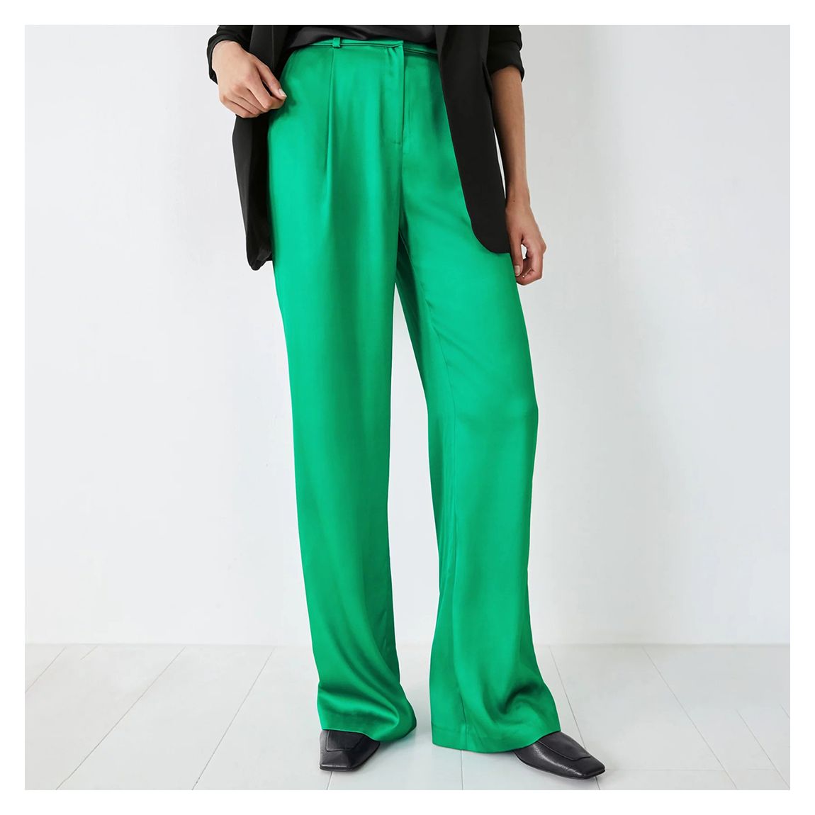 Green Cecilly Satin Trousers main product photo