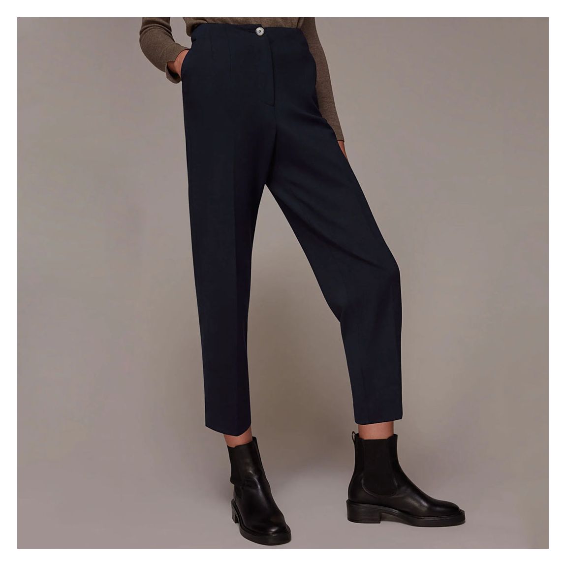 Navy Lila Tapered Ponte Trousers main product photo