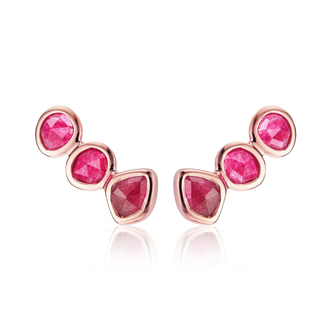 Rose Gold Vermeil Siren Climber Earrings - Pink Quartz main product photo