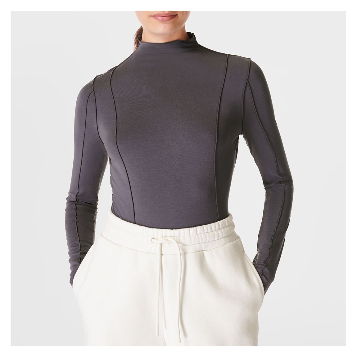 Grey Exposed Seam Long Sleeved Top main product photo