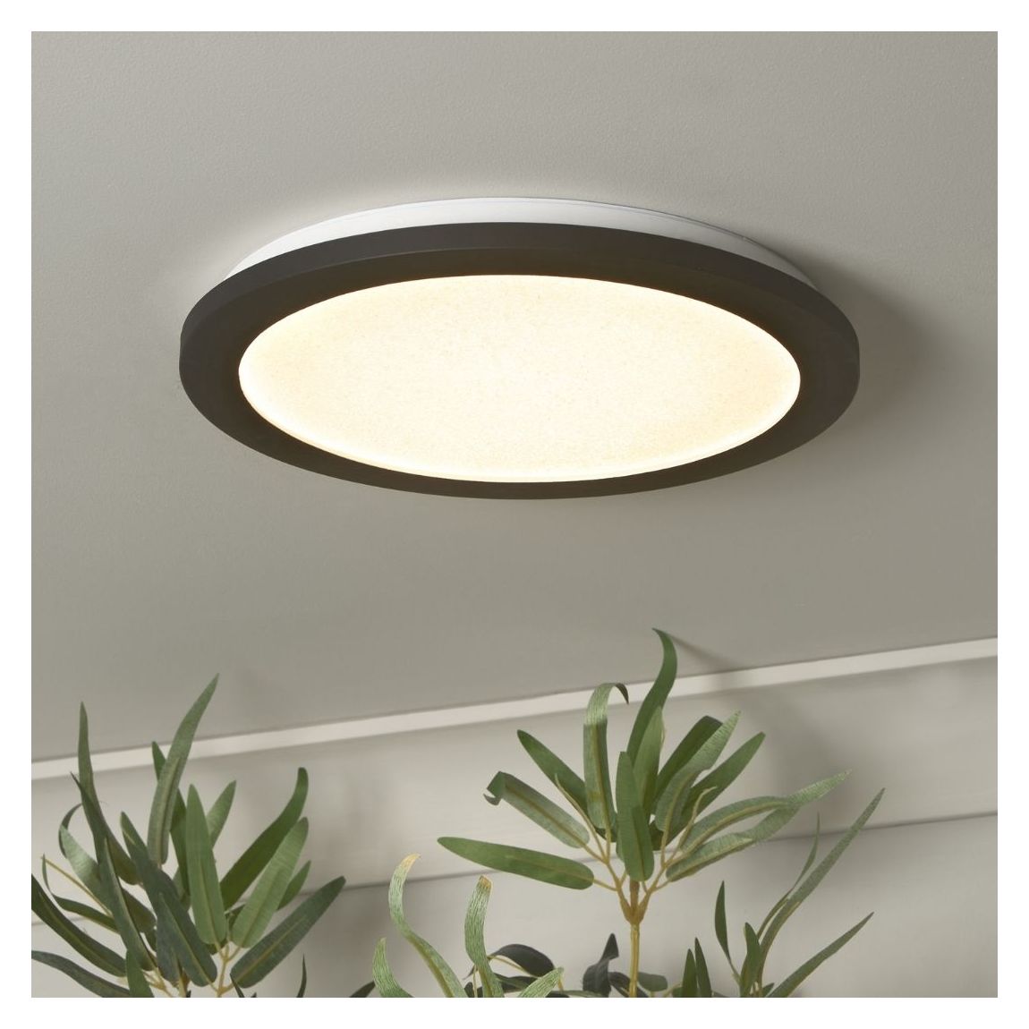 Addie Bathroom Black and Crystal LED Flush Ceiling Light main product photo