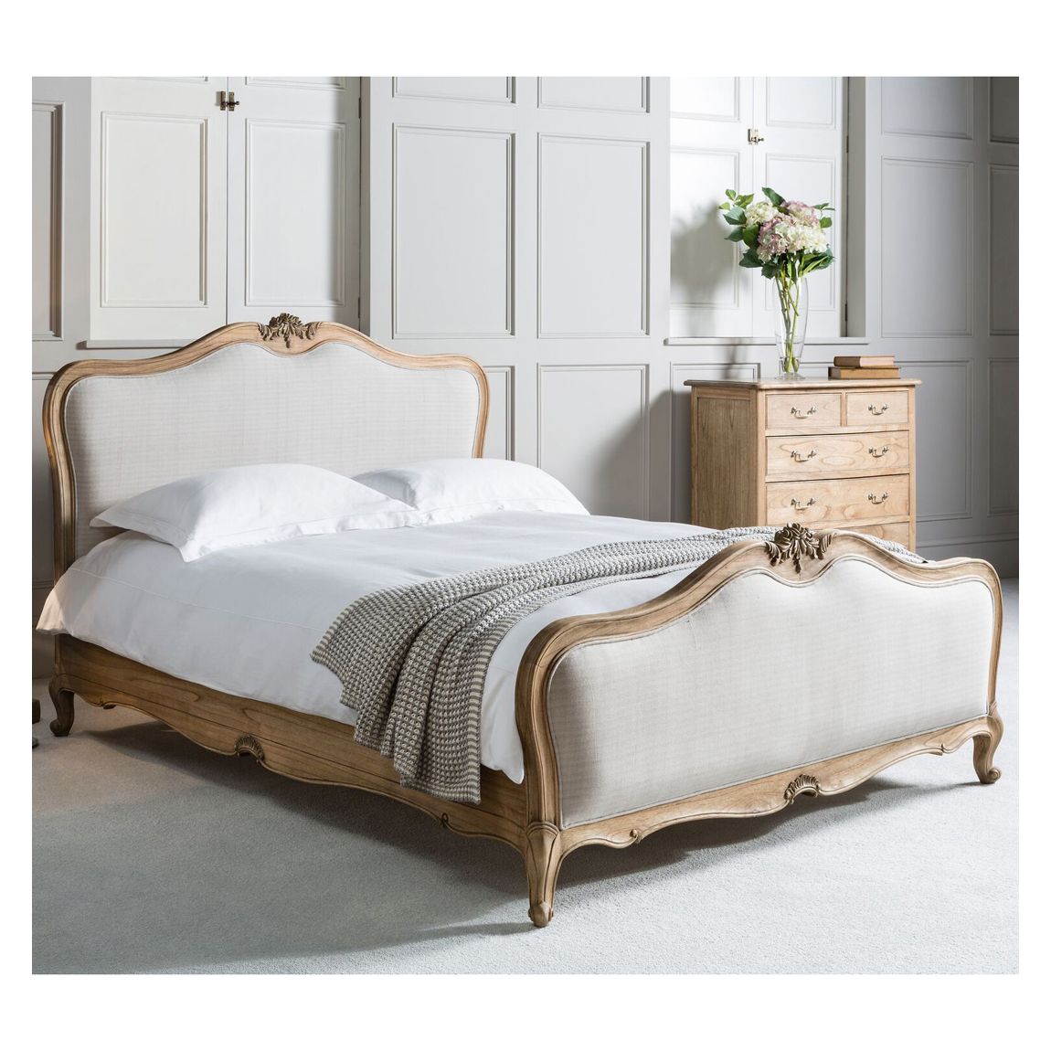Stanal Super King Linen Upholstered Bed, Weathered main product photo