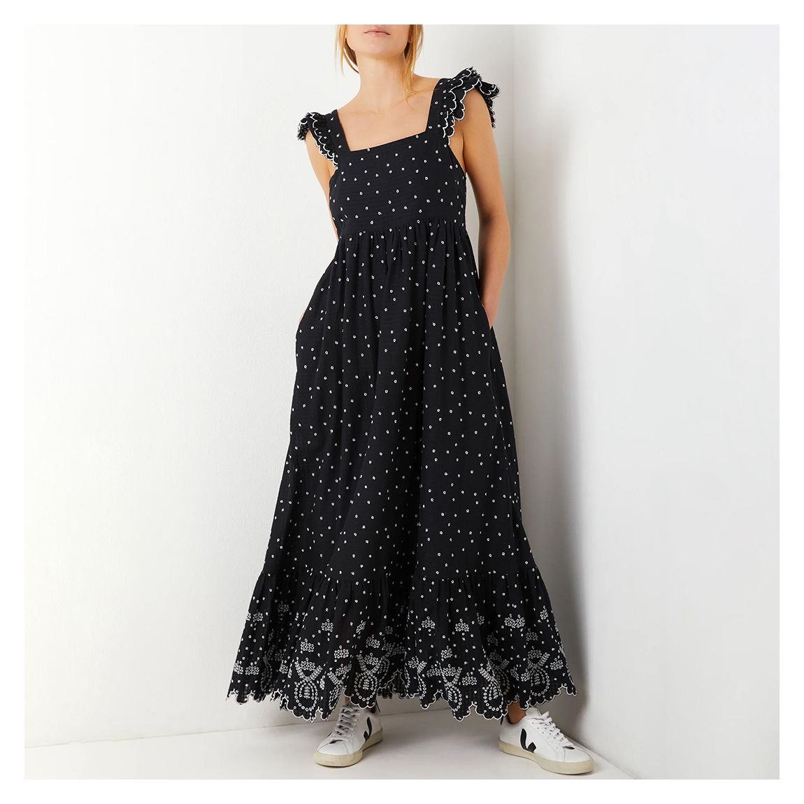 Black/White Broderie Cotton Sundress main product photo