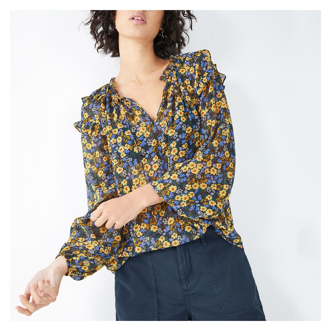 Multi Sierra Floral Print Frilled Blouse main product photo