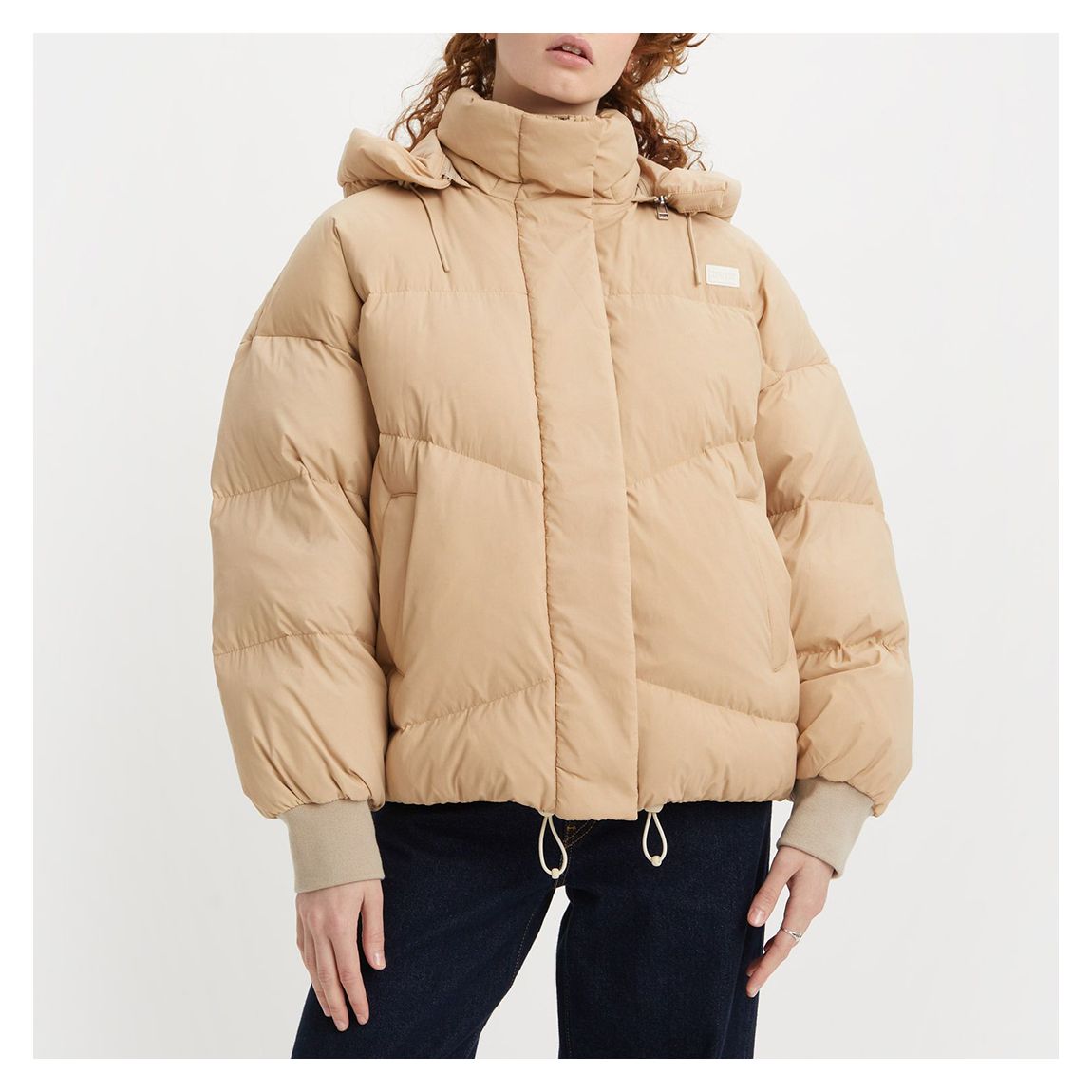 Camel Hooded Puffer Jacket main product photo