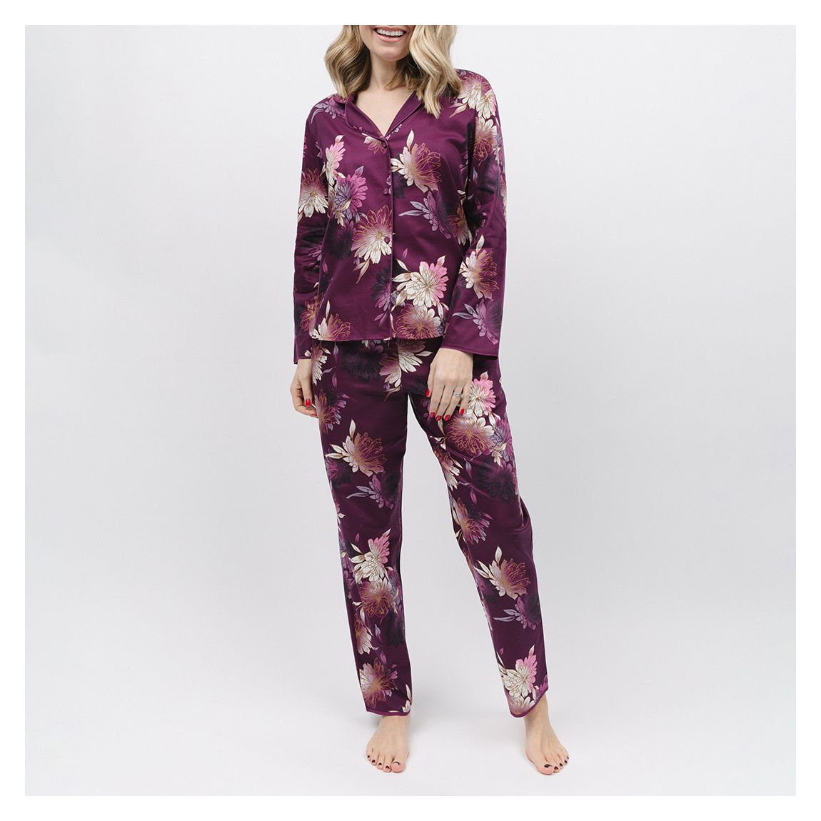 Purple Eve Floral Print Pyjama Set main product photo