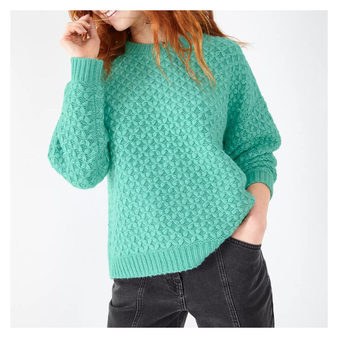 Green Liv Textured Wool Blend Jumper main product photo