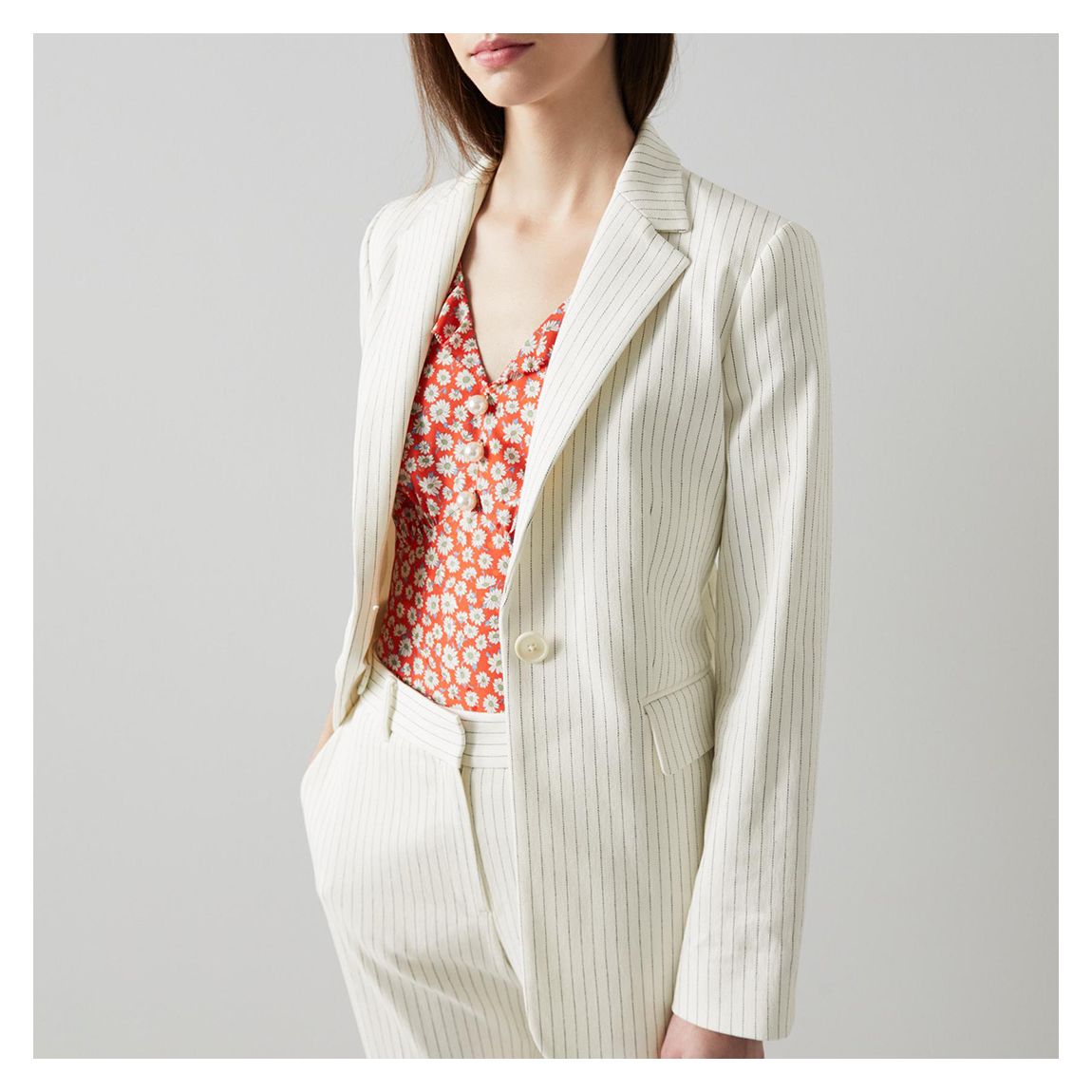 White Bree Cotton Blend Pinstripe Jacket main product photo