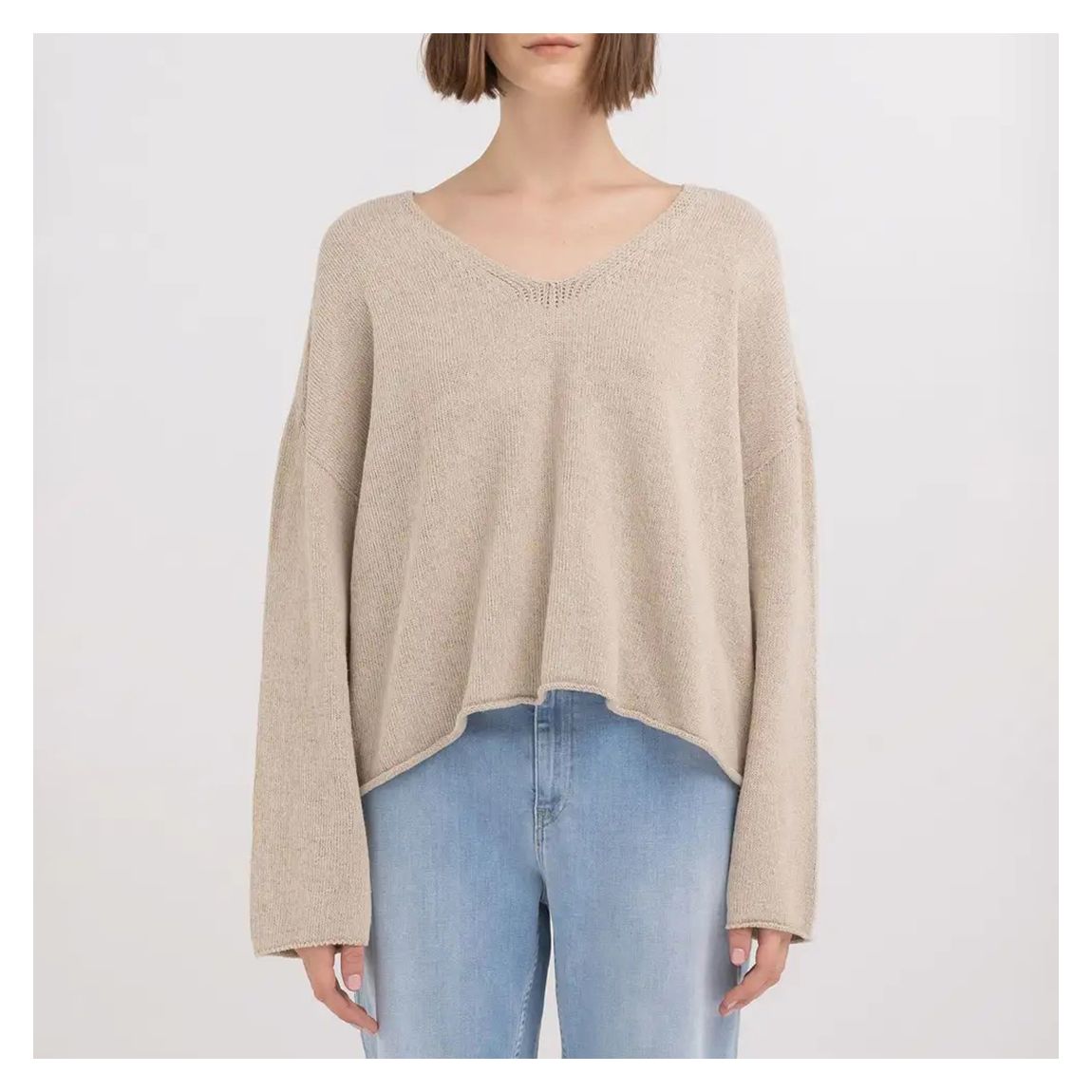 Sand V-Neck Cropped Jumper main product photo