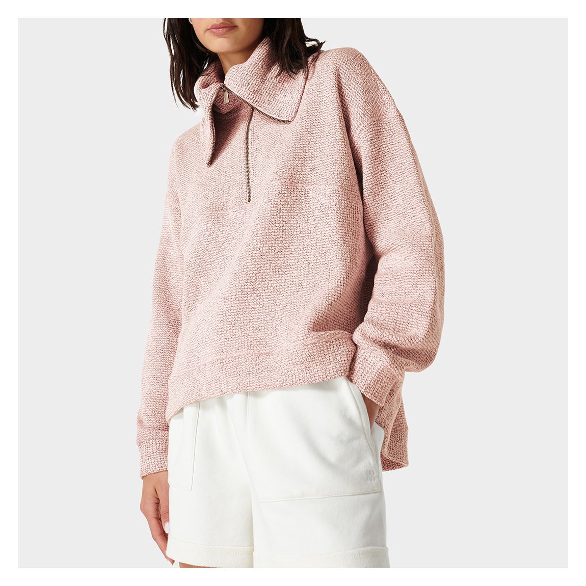 Pink Restful Boucle Half Zip Sweatshirt main product photo