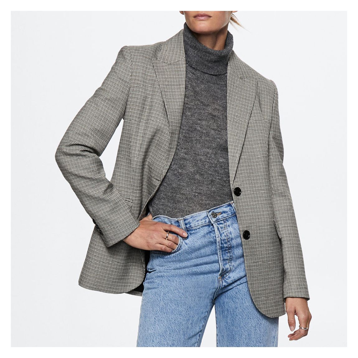 Grey Houndstooth Wool-Blend Blazer main product photo