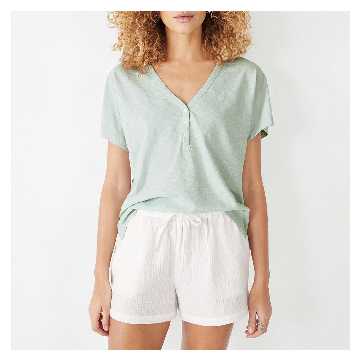 Light Green Micah Henley Cotton T-Shirt main product photo