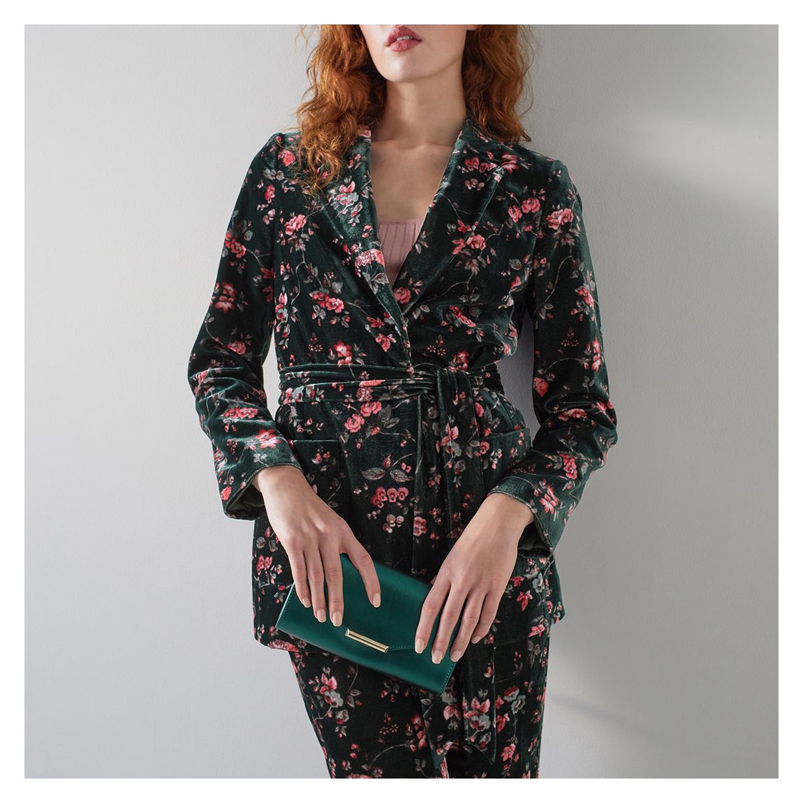 Green/Pink Boyd Velvet Belted Jacket main product photo