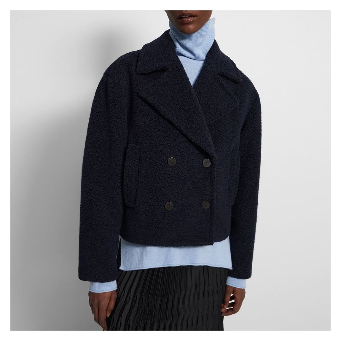 Navy Faux Fur Cashmere Blend Peacoat main product photo