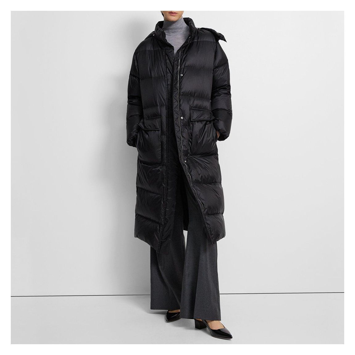 Black Longline Puffer Coat main product photo