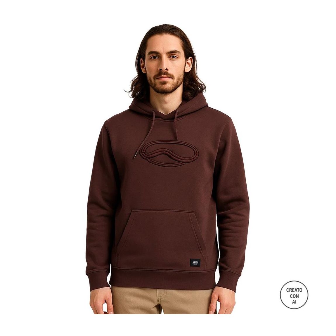Cotton Hooded Sweatshirt with Visible Logo - Brown main product photo