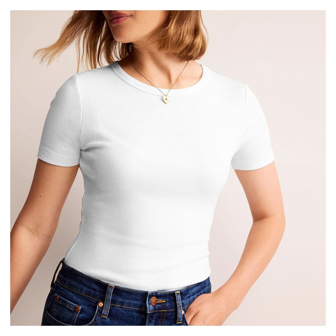 White Ribbed T-Shirt main product photo