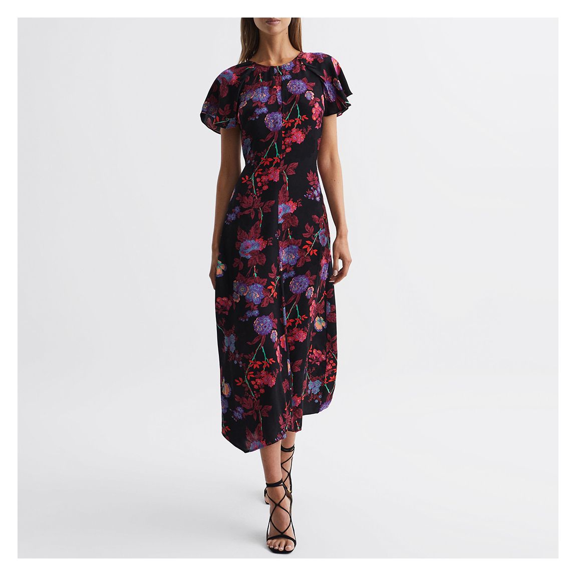 Black Print Leni Midi Dress main product photo