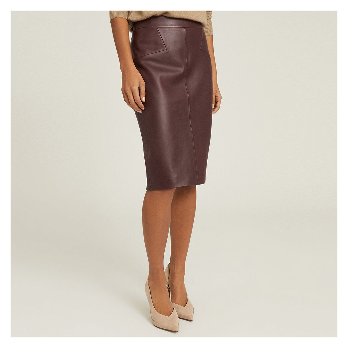 Berry Reagan Leather Pencil Skirt main product photo