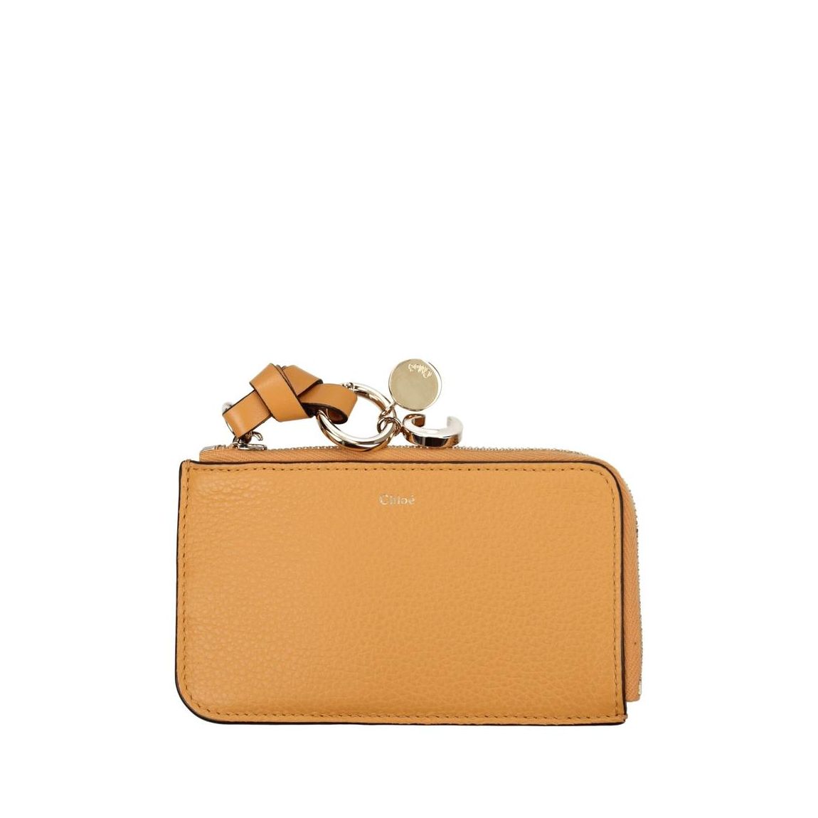 Leather Wallet with Zip Closure and Front Logo Wo - Orange main product photo