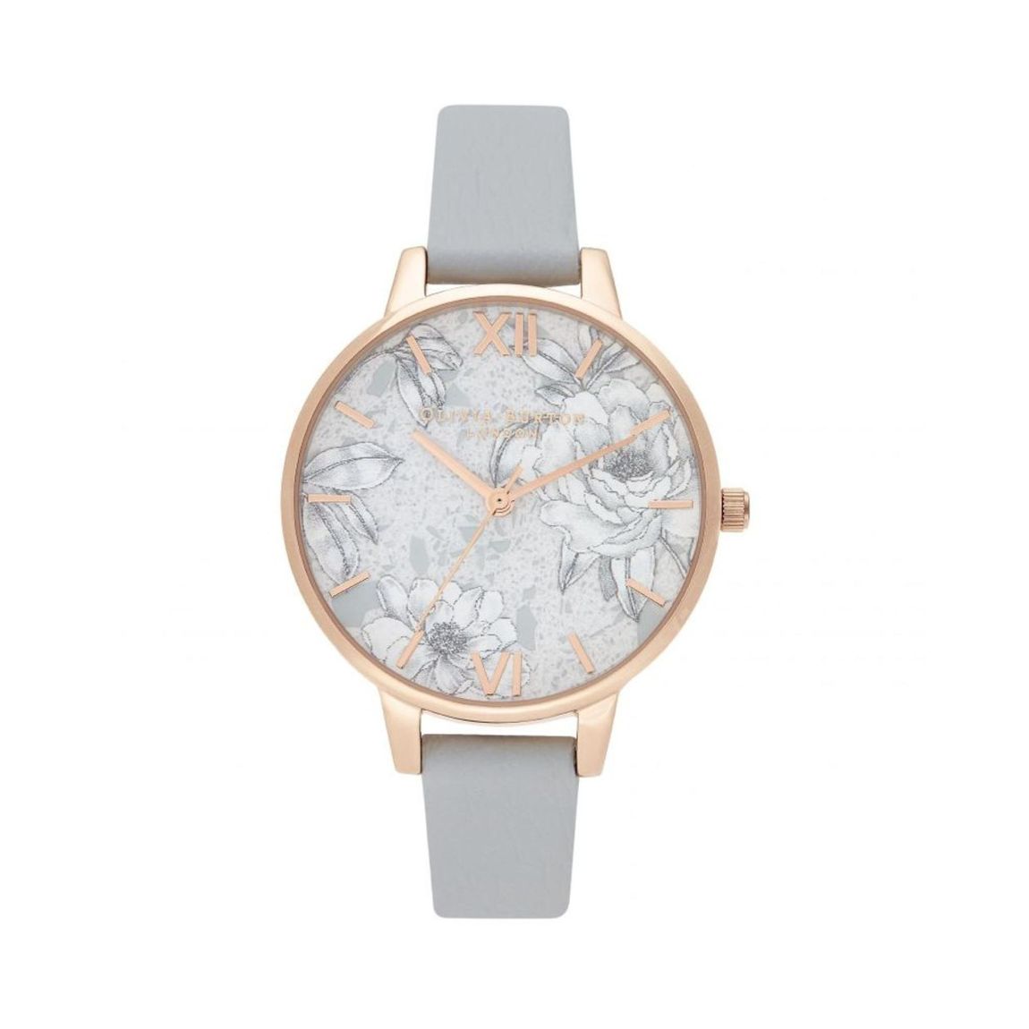 Grey Marble Floral Watch OB0B16TZ01AC Wo - Gray Watches main product photo