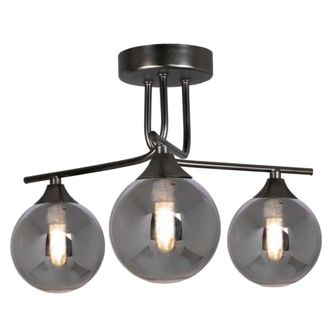 Carney Gun Metal Smoked 3 Light Semi Flush Ceiling Light main product photo