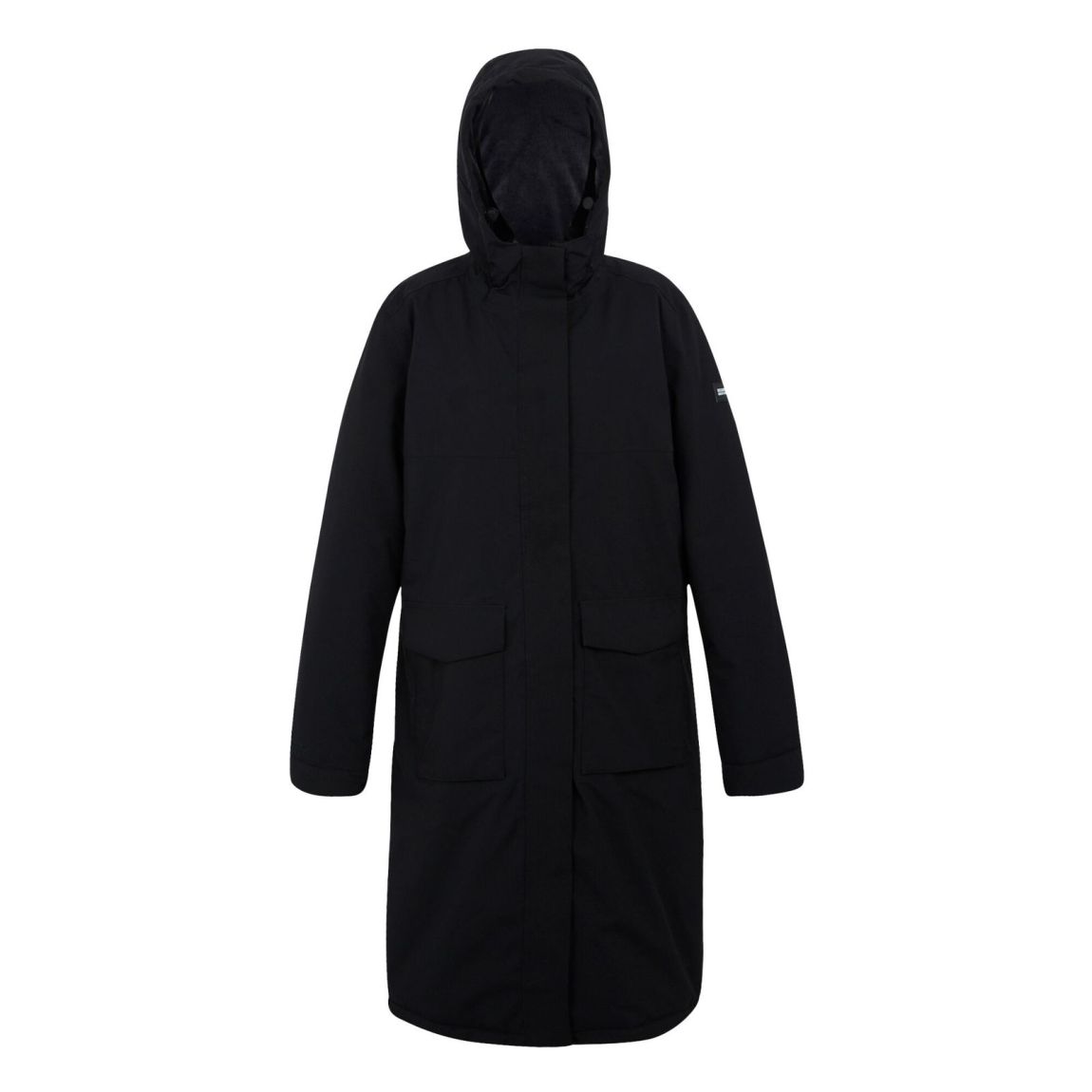 Womens/Ladies Yarli Longline Waterproof Jacket Black/Dark Grey main product photo