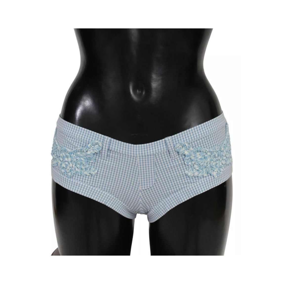 Gingham Shorts with Ruffled Detail Wo - Blue Swimwear main product photo